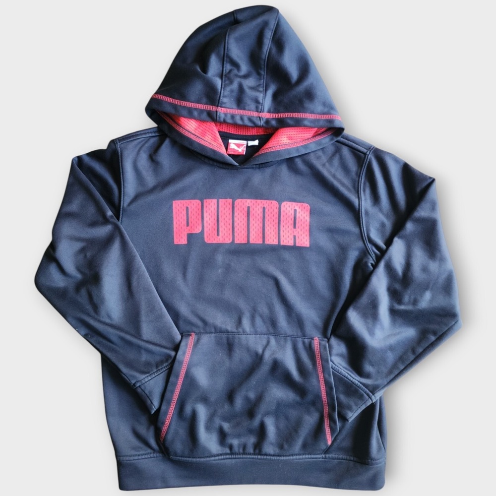 PUMA Boys Black Red Hoodie Size M Youth Pullover